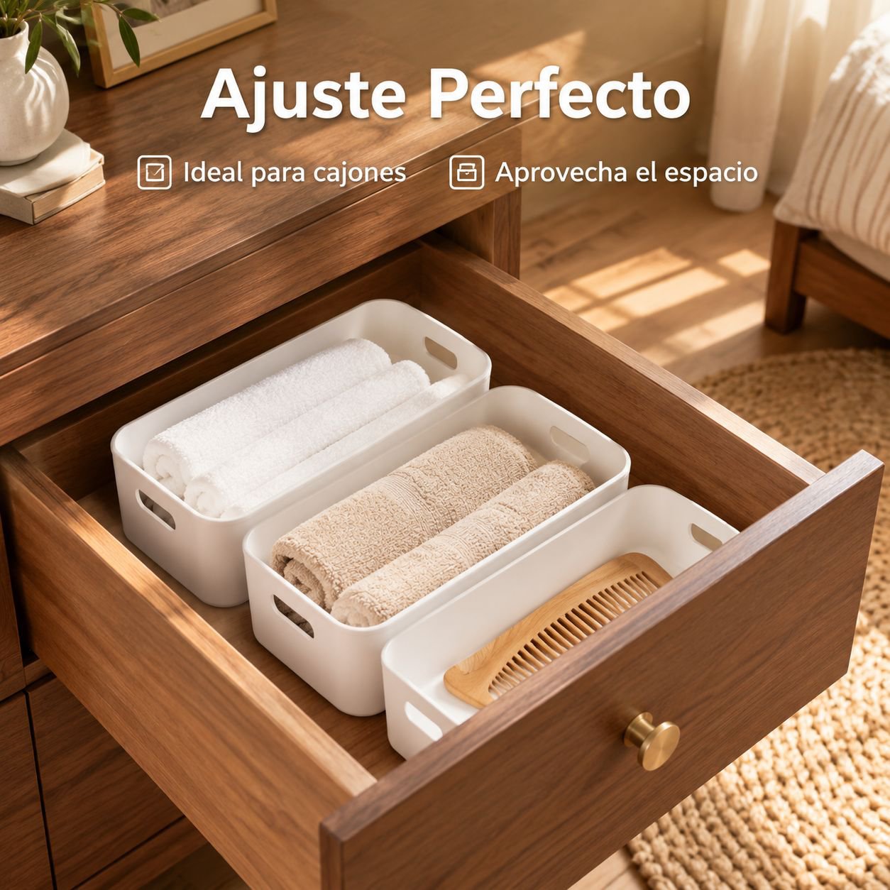 Caja organizadora de escritorio rectangular