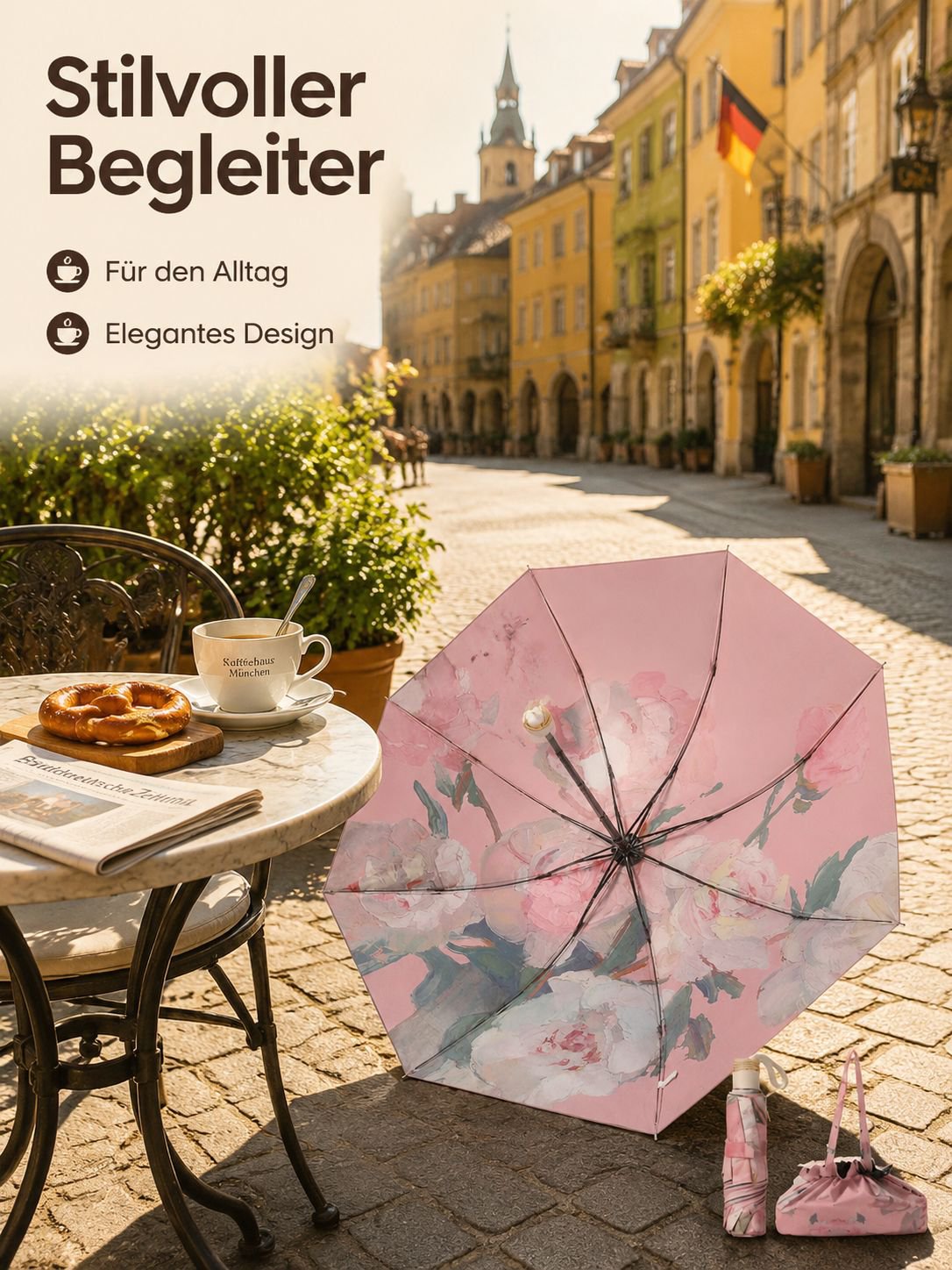 Moderner Sonnenschirm mit robuster schwarzer Beschichtung