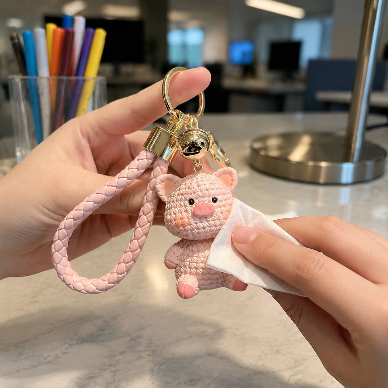 Adorable resin pig bag charm for everyday use