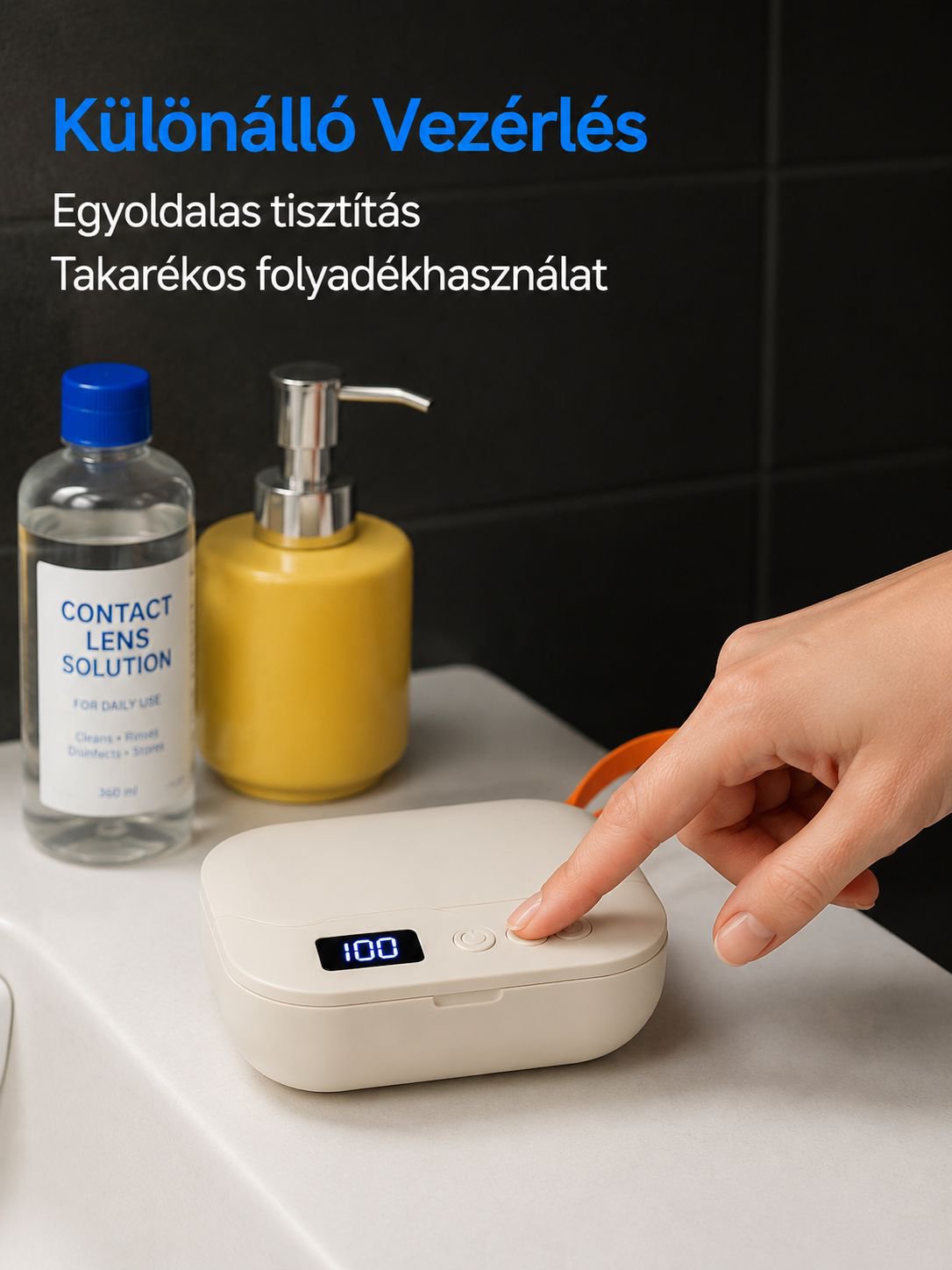 Modern kontaktlencse tisztító eszköz közelről