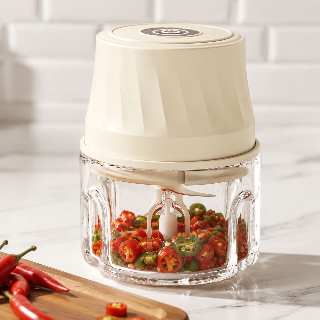 Safe and convenient garlic and meat mincer