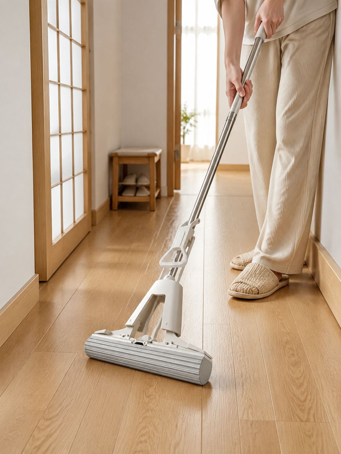 床の汚れをしっかり落とすモップ