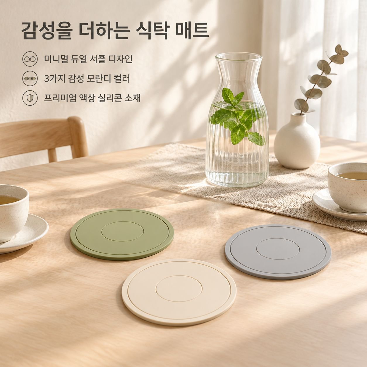 실리콘 냄비받침 컵받침 식탁매트 방열 내열 주방 테이블매트