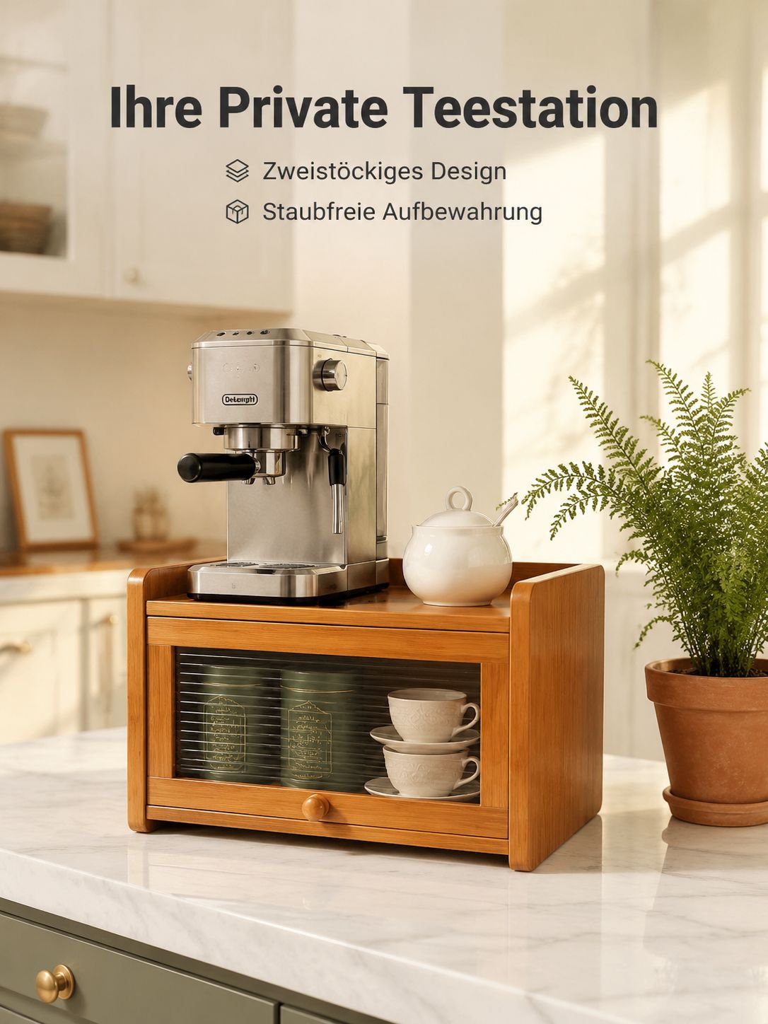 Modernes Design des Becherhalters mit Ablage