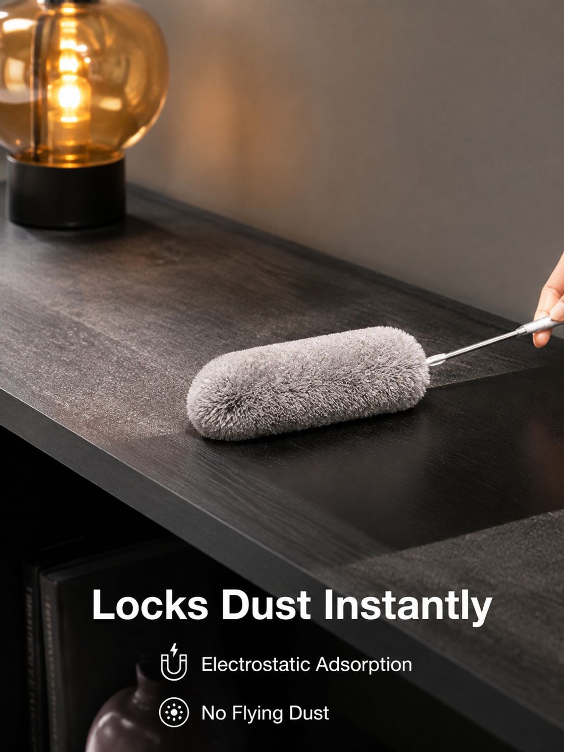 Household microfiber duster, extended duster, ceiling extendable feather duster