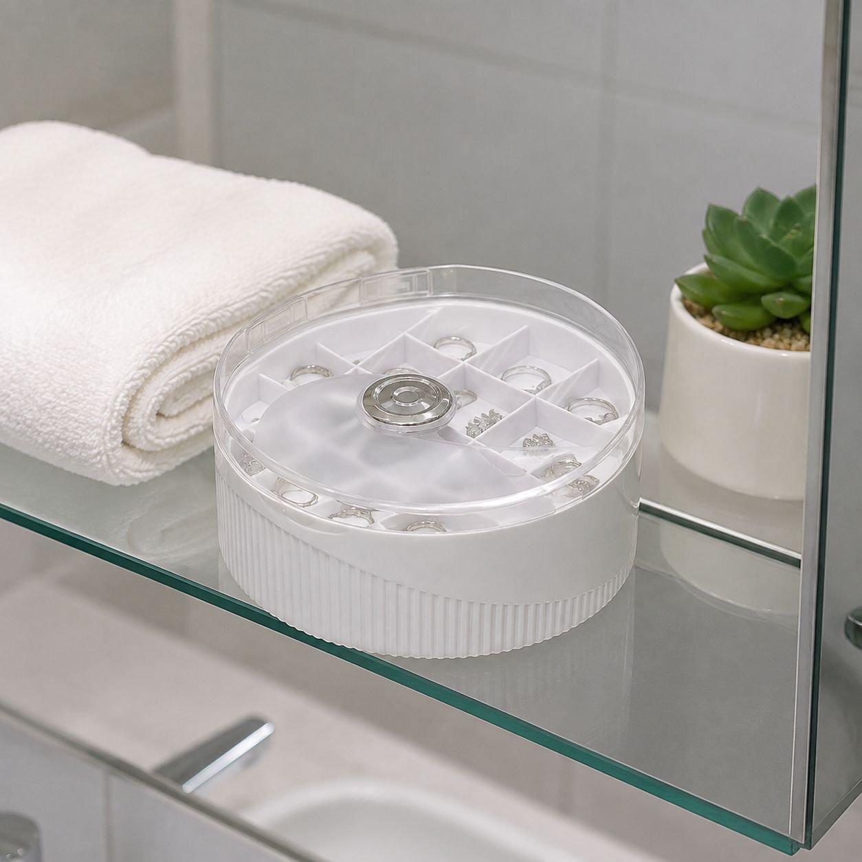 Luxury portable jewelry organizer with mirror inside