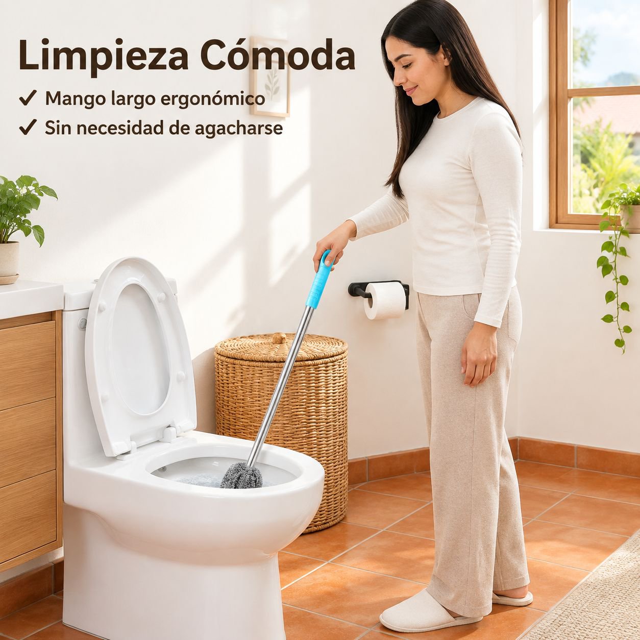 Cepillo de inodoro de alambre de acero seguro para las manos