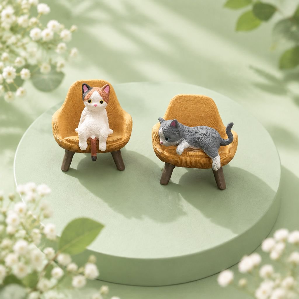 クリエイティブな猫モチーフの車用置物