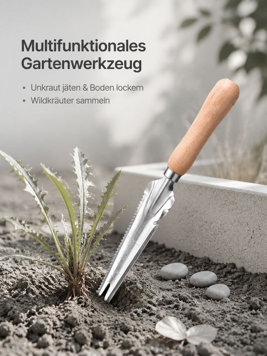 Unkrautstecher aus Manganstahl – Gartengerät zum Unkrautjäten und Wildkräutersammeln