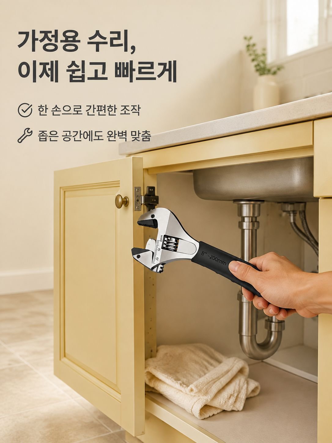 래칫 대구경 몽키스패너 전체 모습