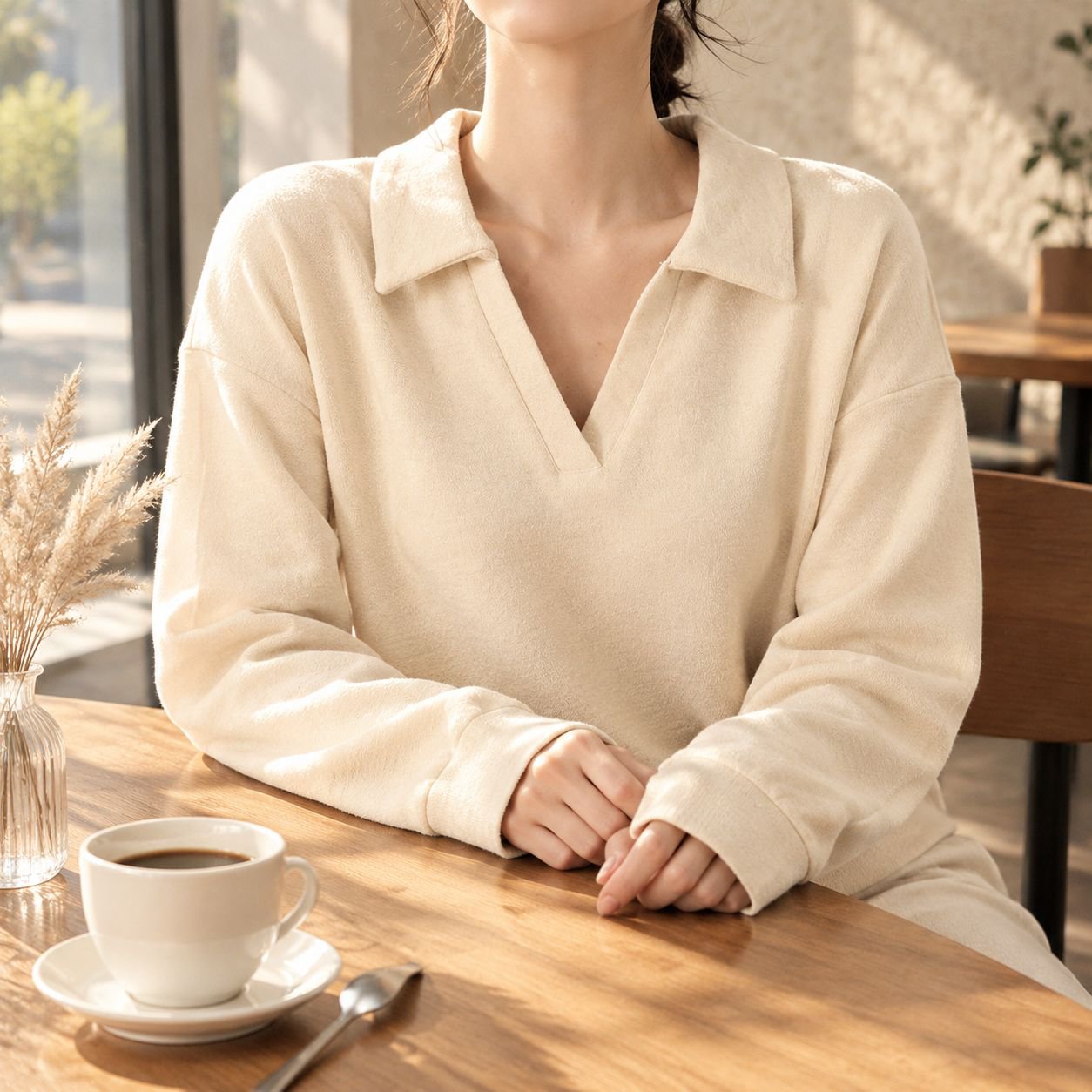 여성 봄가을겨울 카라 긴팔 티셔츠 데일리 보온 이너웨어