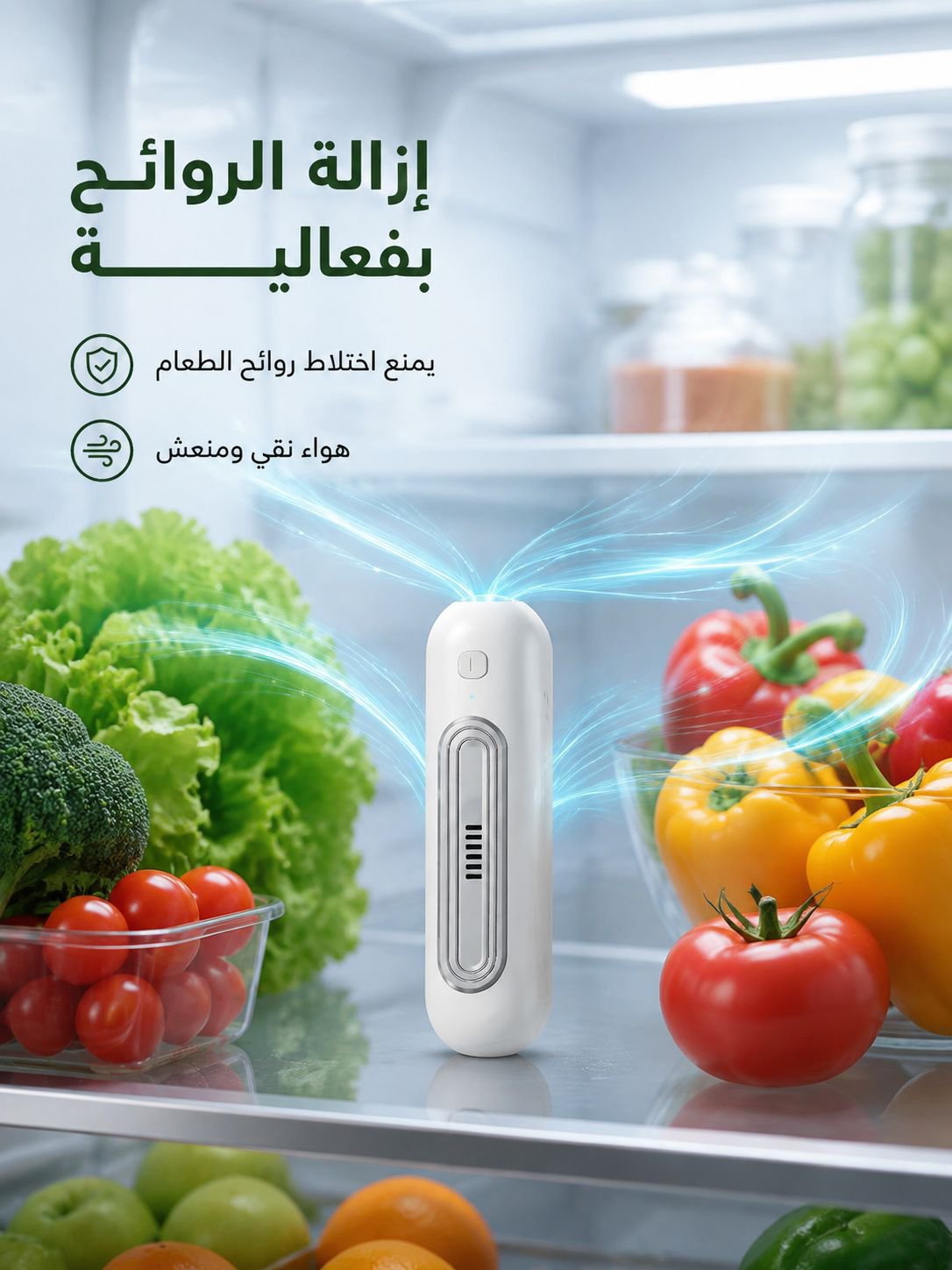 جهاز محمول لإزالة الروائح من الثلاجة والحفاظ على طزاجة الأطعمة