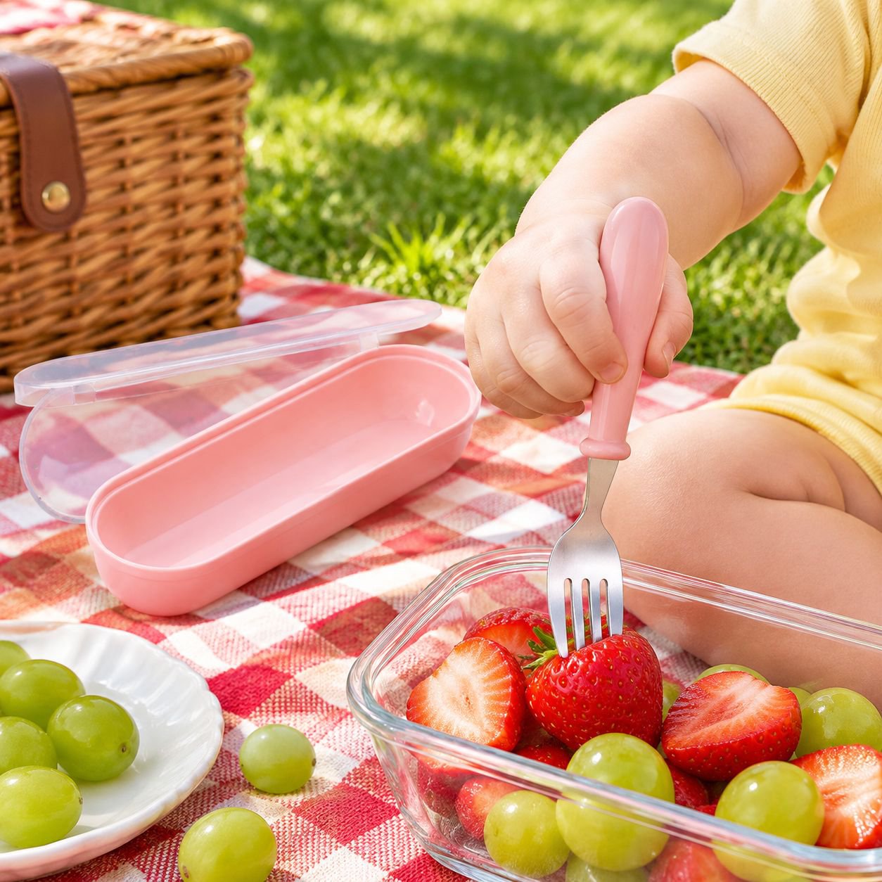 High-quality reusable toddler eating set in stainless steel