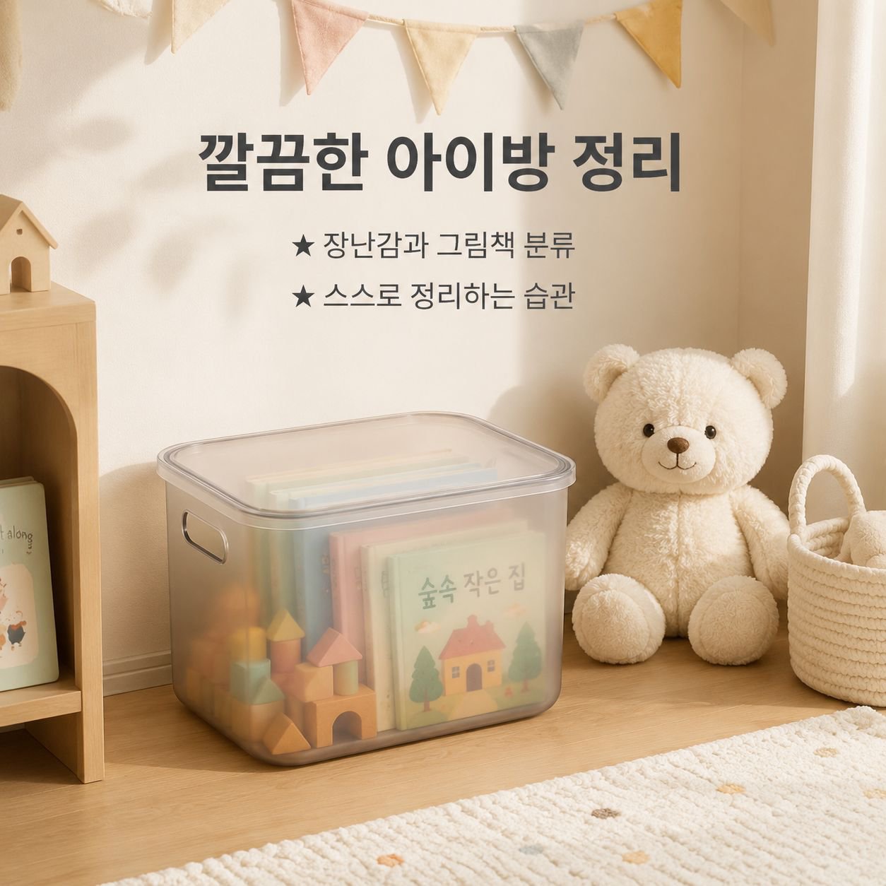 투명 정리함 가정용 장난감 간식 수납함