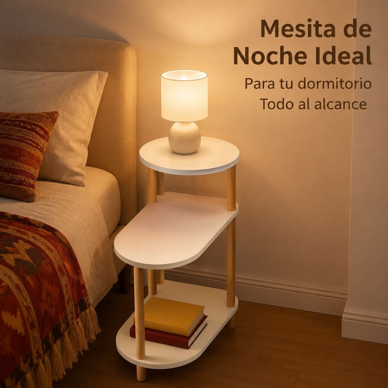 Mesa auxiliar móvil de tres niveles