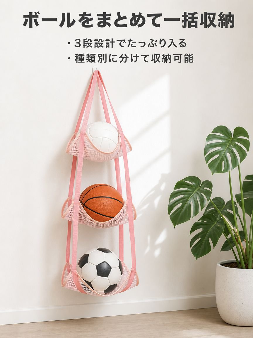 ボール収納用吊り下げバッグ
