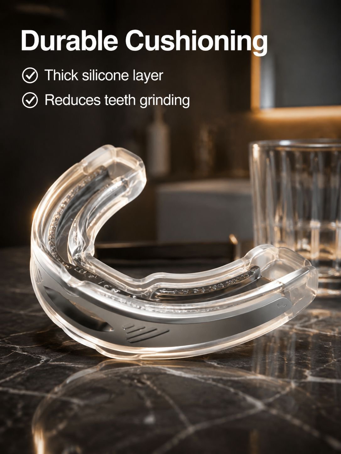 Close-up of soft silicone material snore guard