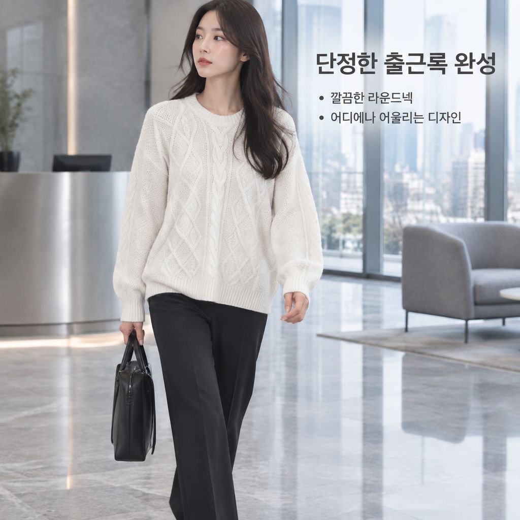 여성용 활용도 높은 루즈핏 크루넥 풀오버 스웨터