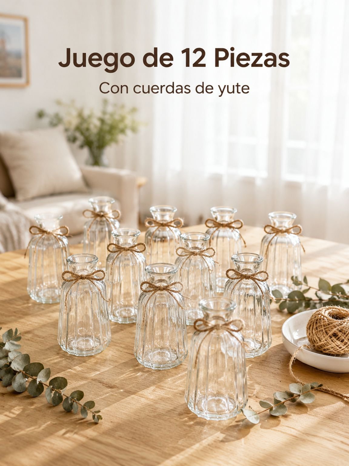 Mini florero de vidrio grabado estilo vintage francés, transparente para hidroponía