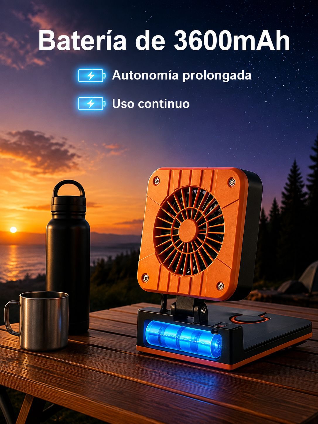 Ventilador ecológico portátil ideal para actividades al aire libre