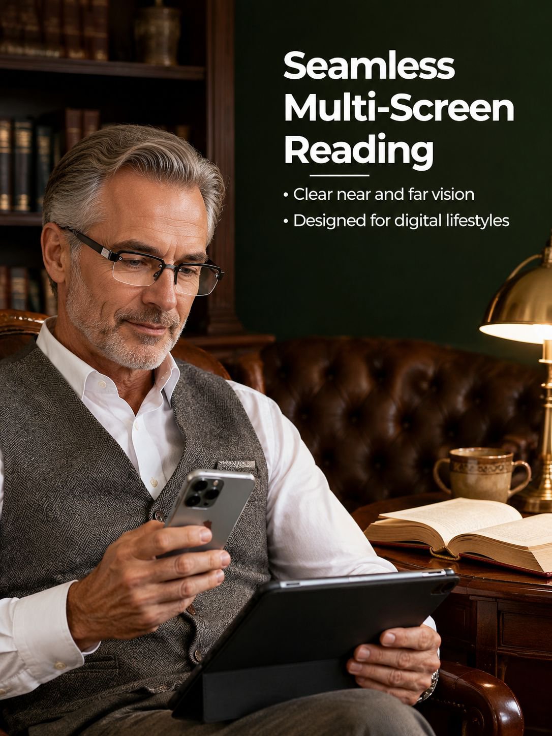 Anti-blue light smart zoom reading glasses