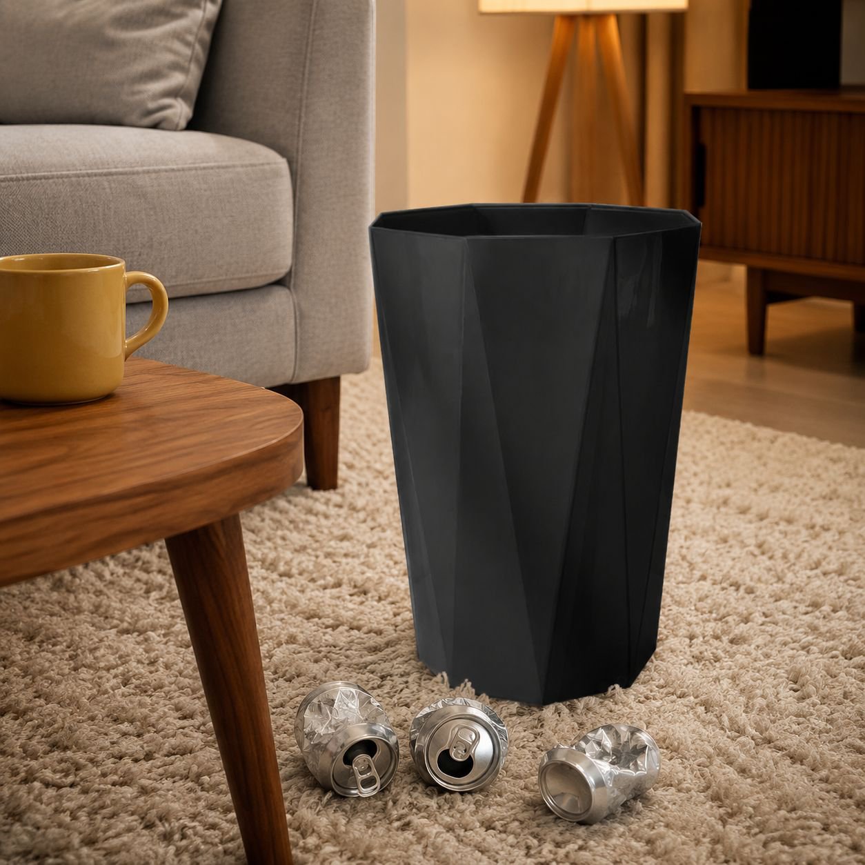 Bathroom trash can with minimalist Nordic design