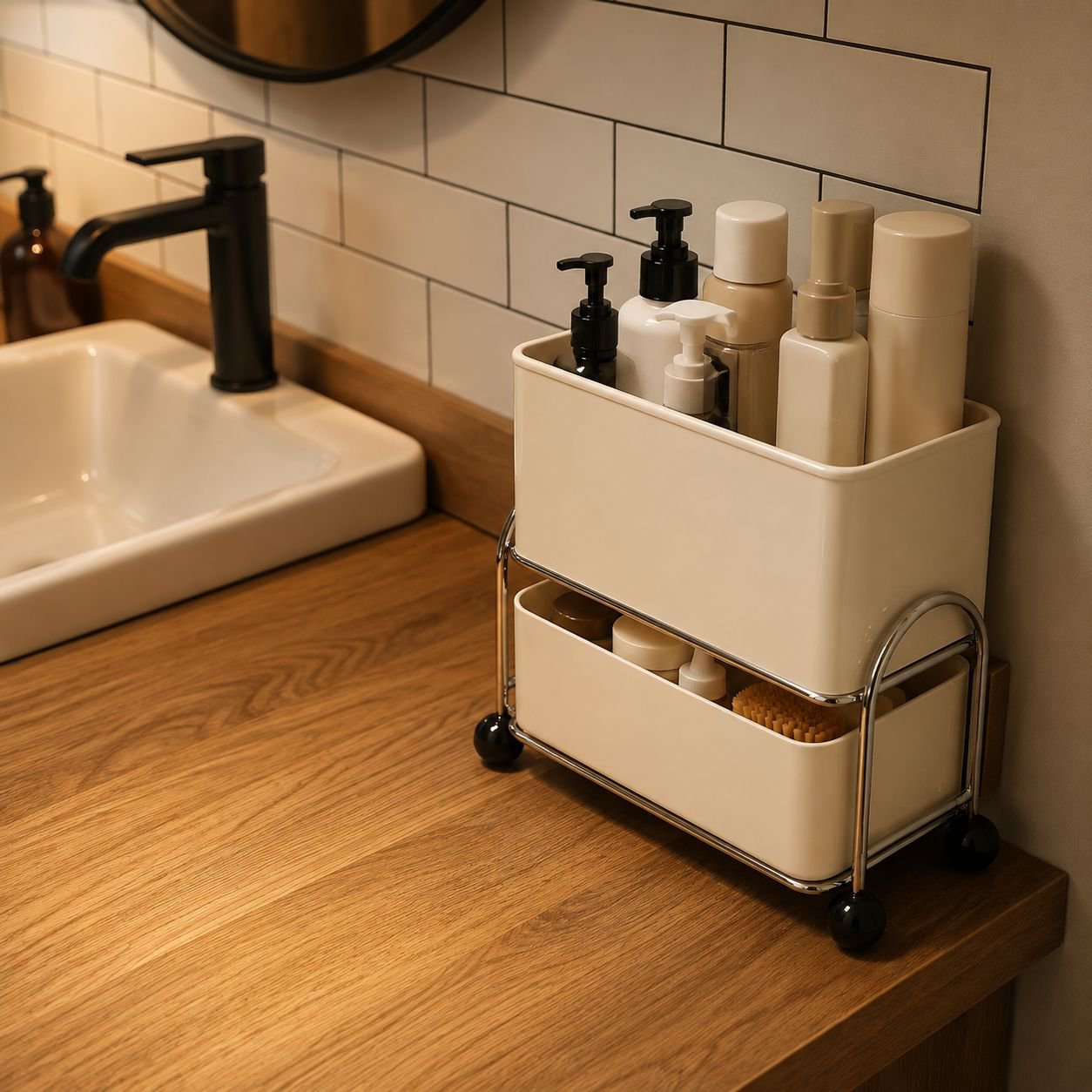 Multi-purpose Desktop Organizer Wash Basin Storage Rack