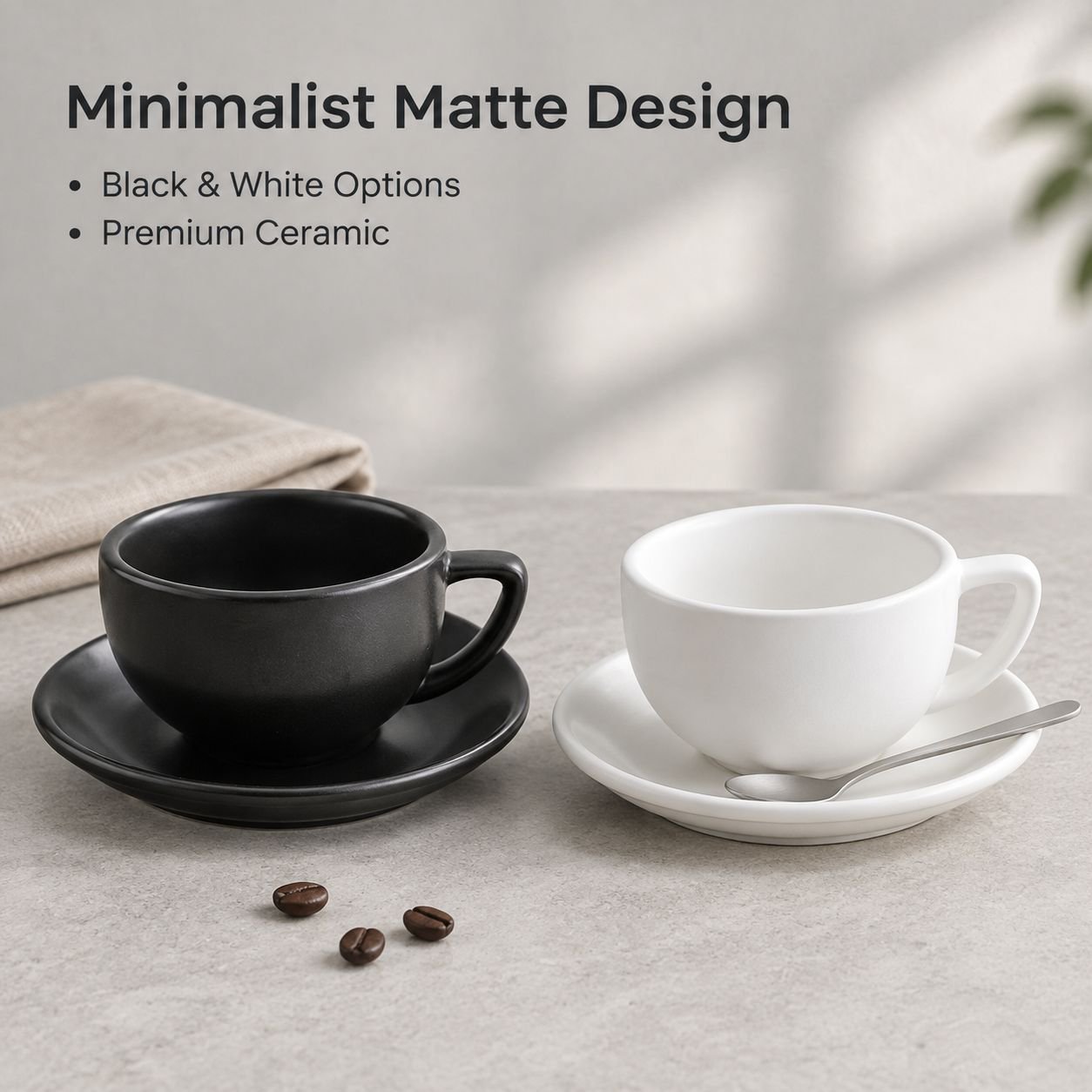 Matte ceramic coffee cup set