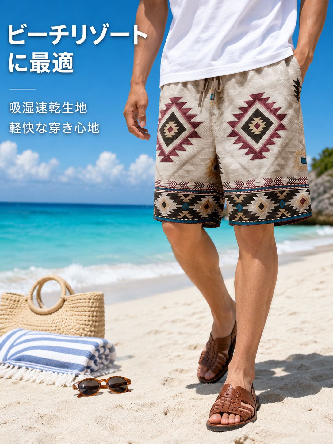 トレンド万能メンズ3Dプリントショーツ夏用カジュアルパンツ