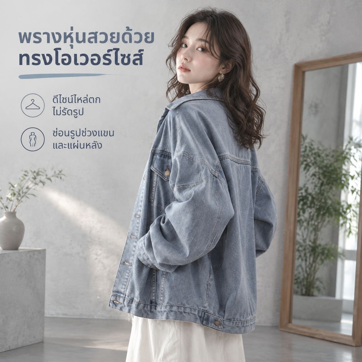 เสื้อแจ็คเก็ตยีนส์แฟชั่นสำหรับผู้หญิง ฤดูใบไม้ผลิ-ใบไม้ร่วง