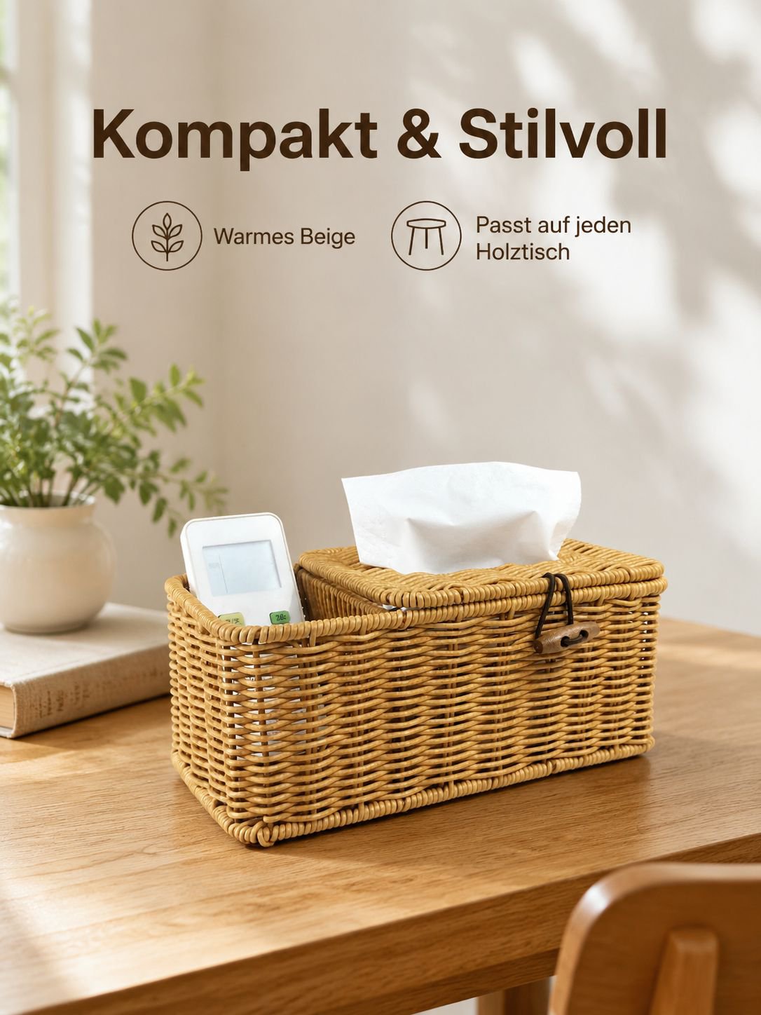 Einfache, handgefertigte Papiertüte im Stil einer Hanfwebkiste
