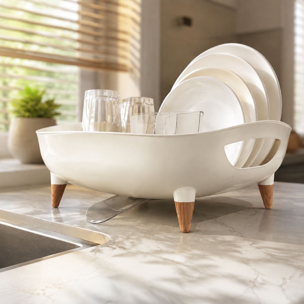 Light luxury kitchen drain rack on countertop