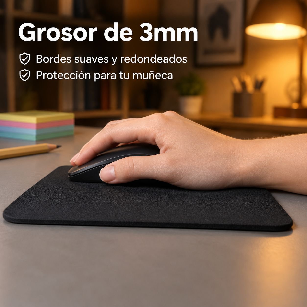 Alfombrilla de ratón negra y suave