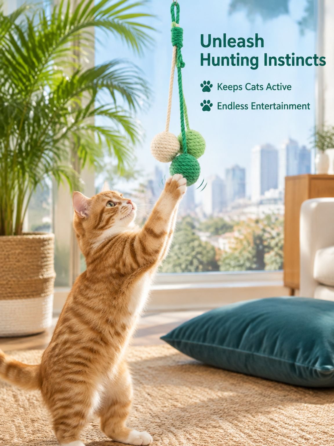 Hanging sesame ball cat toy