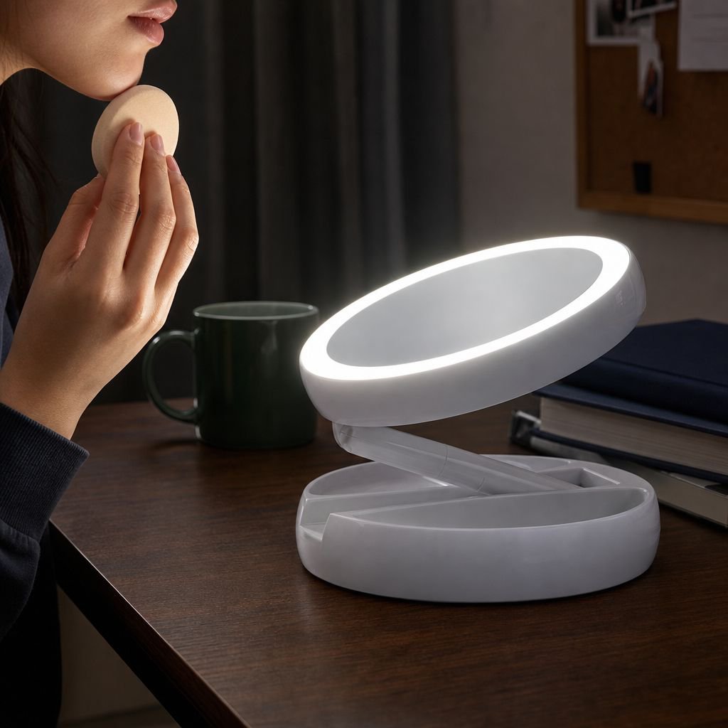 Foldable LED Makeup Mirror with bright lights