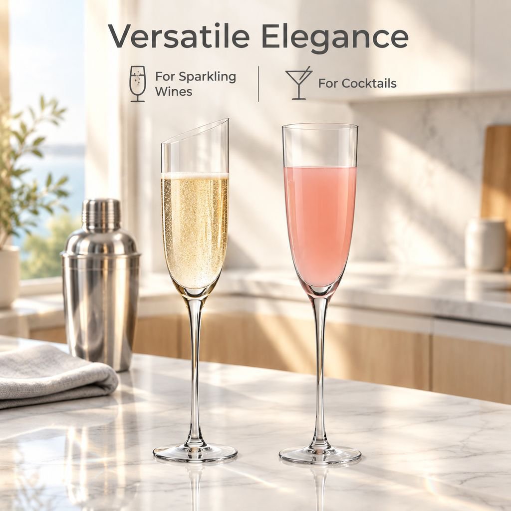 Crystal Glass Champagne Flutes Sparkling Wine Goblet Cocktail Glass Set