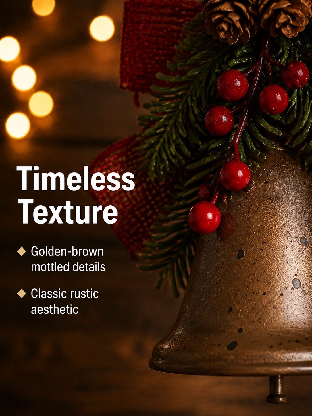 Holiday metal bell and bow ornament