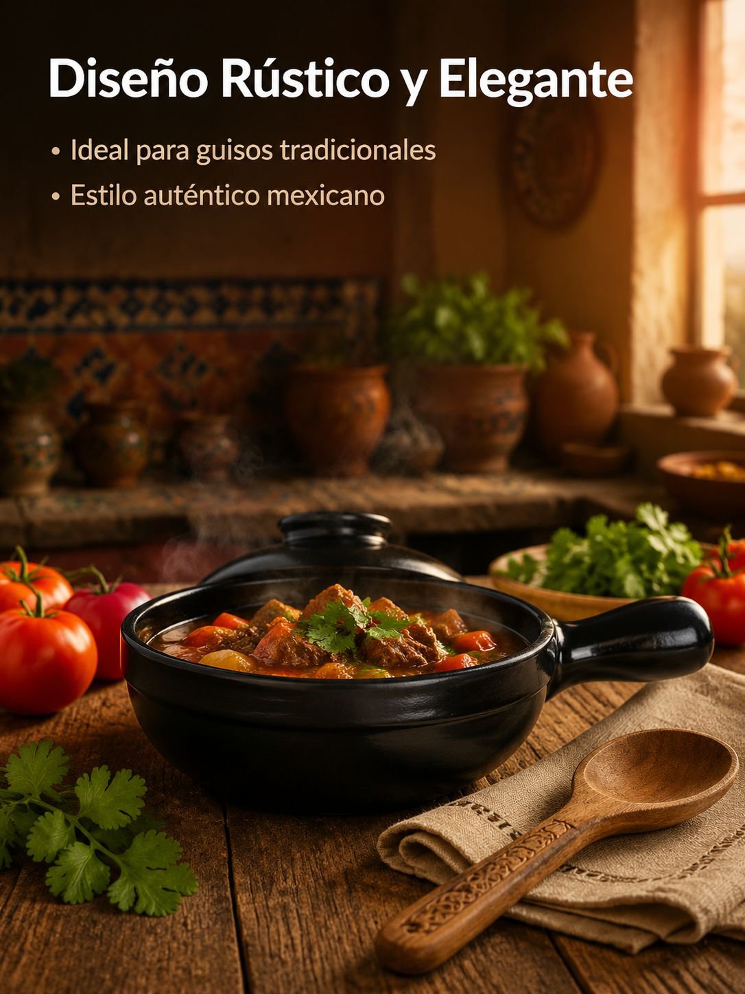 Pequeña cazuela de barro con asa para el hogar, perfecta para sopas y guisos variados