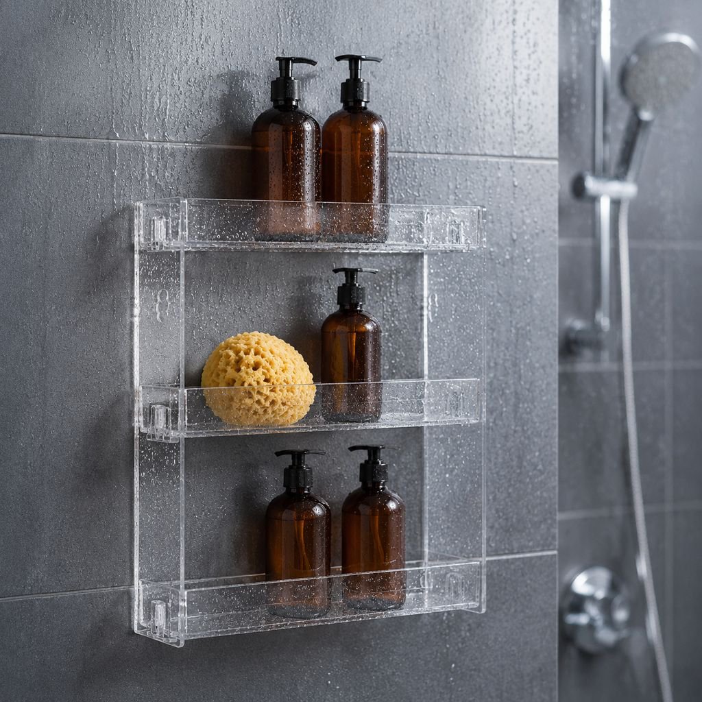 Punch-Free Acrylic Figurine Display and Storage Shelf for Bathroom