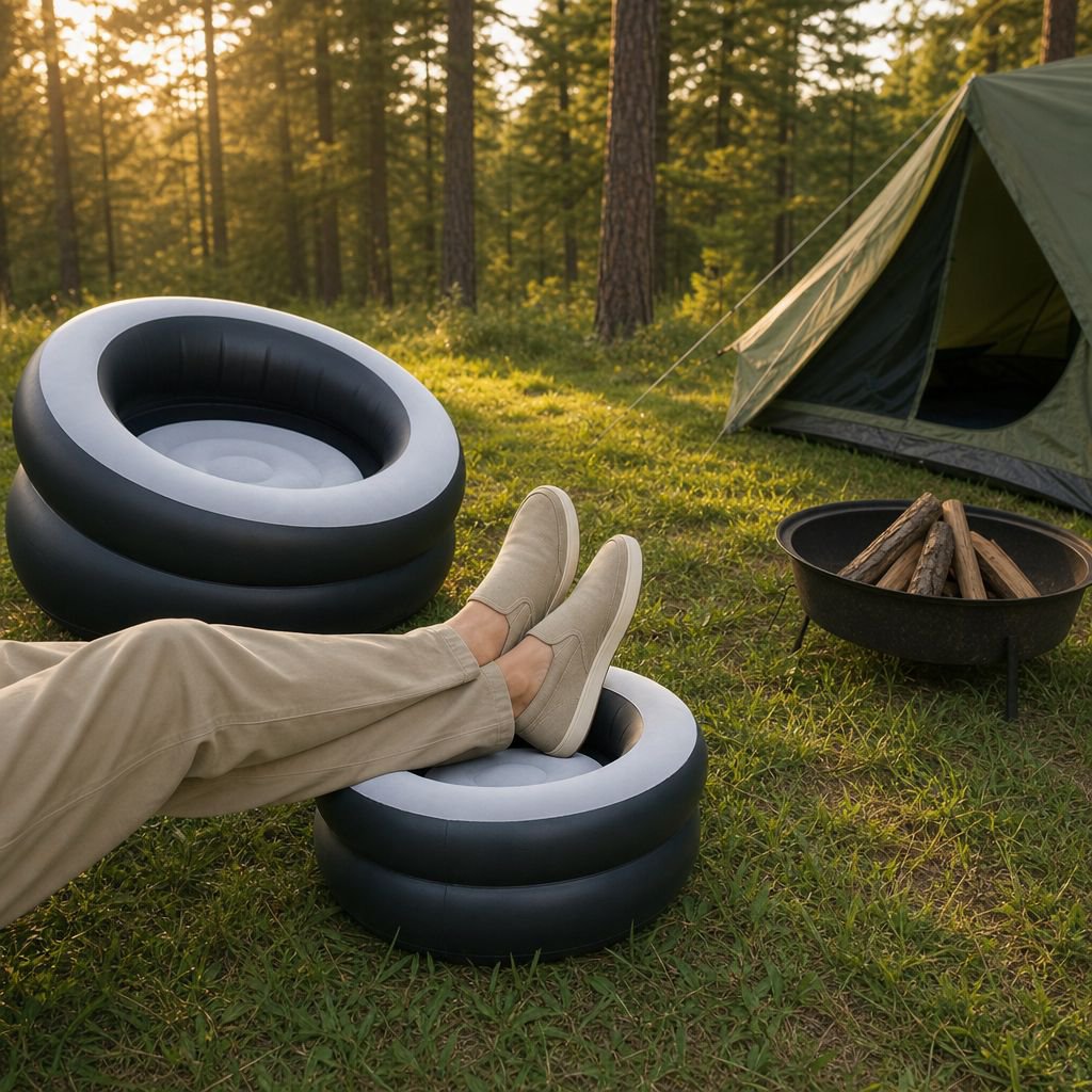 Outdoor Portable Inflatable Lazy Sofa Set with Foldable Footrest