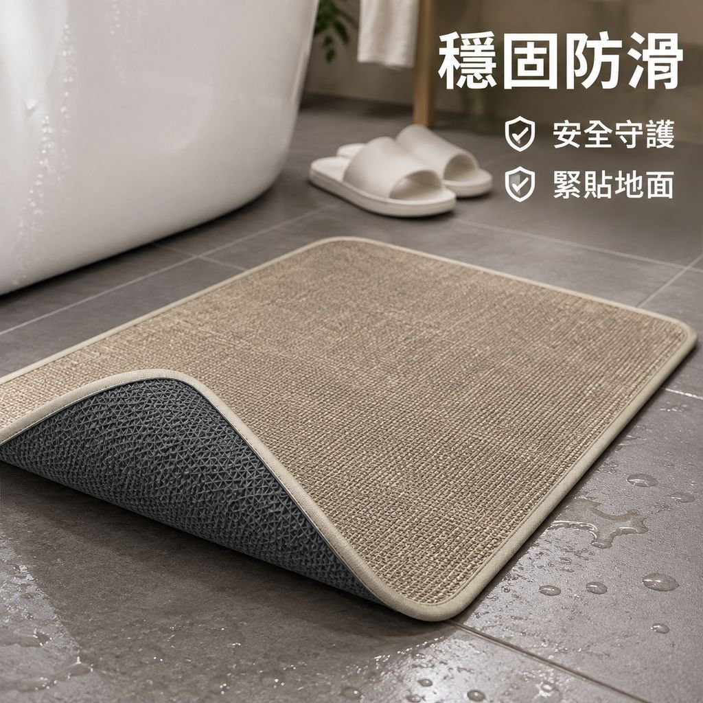 亞麻耐髒耐磨浴室吸水防滑腳墊