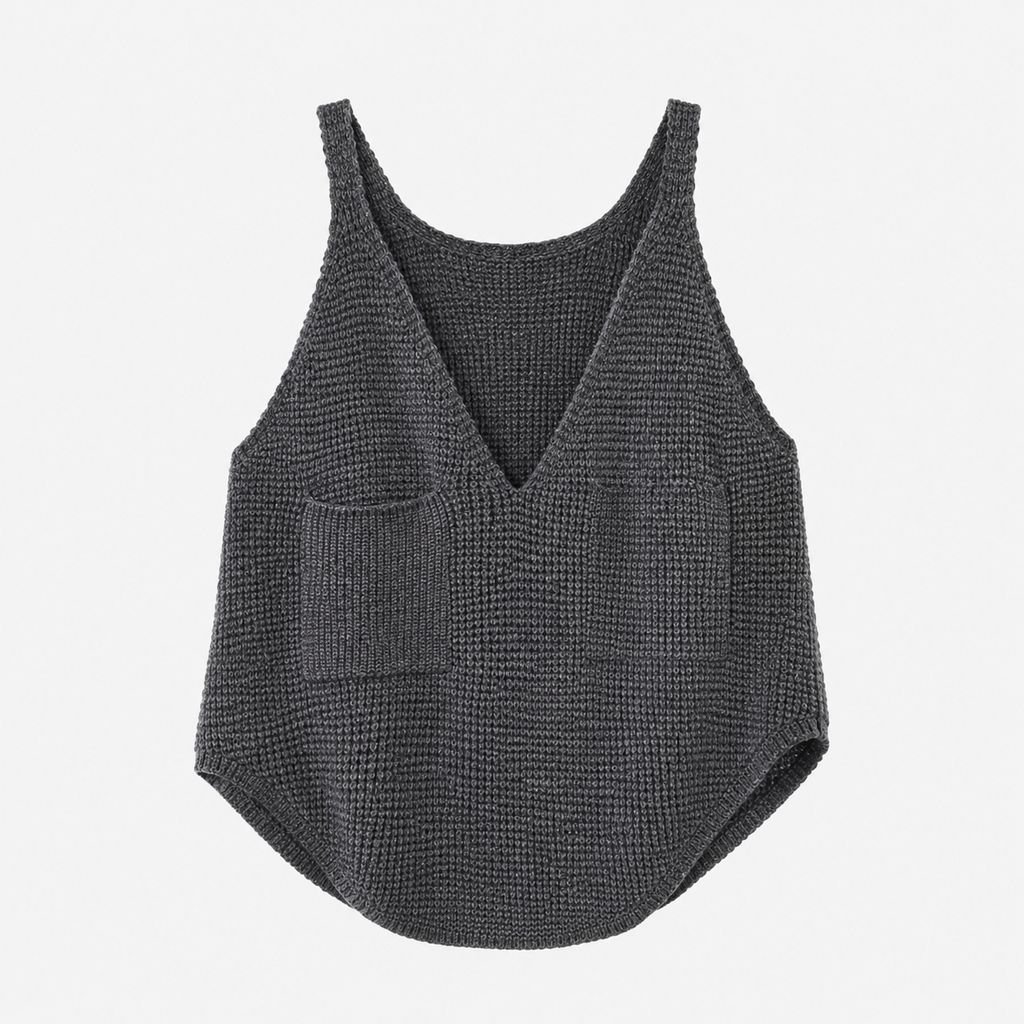 Autumn/winter women's wafu pocket knit vest, simple deep V-neck sweater vest outerwear