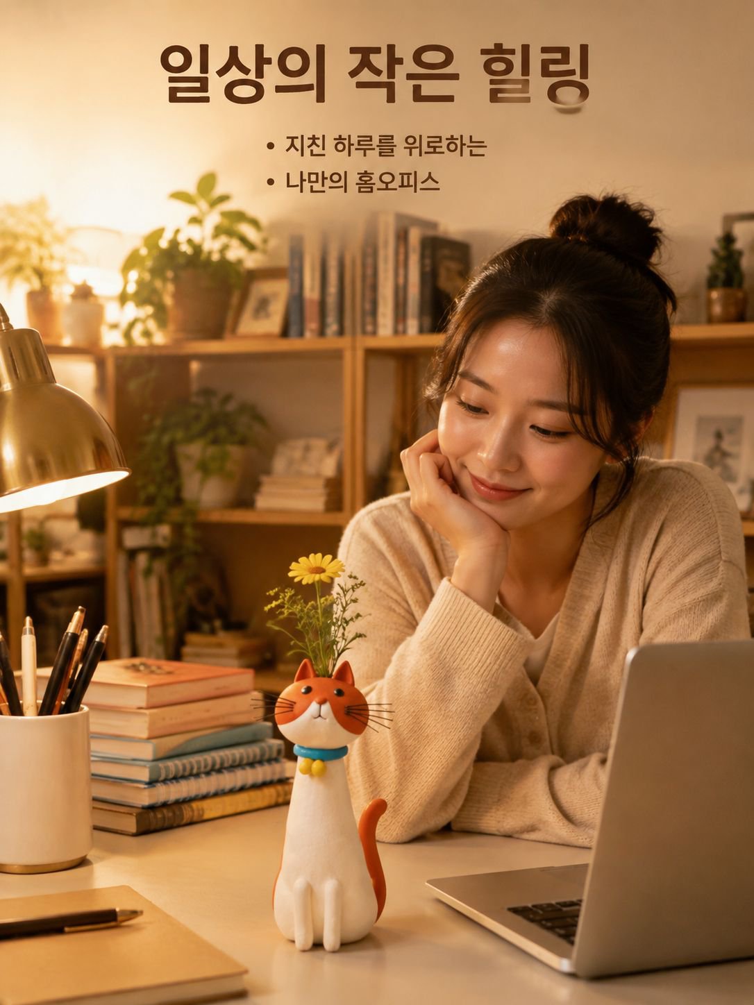 고양이와 강아지 모양의 레진 화병 인테리어 소품