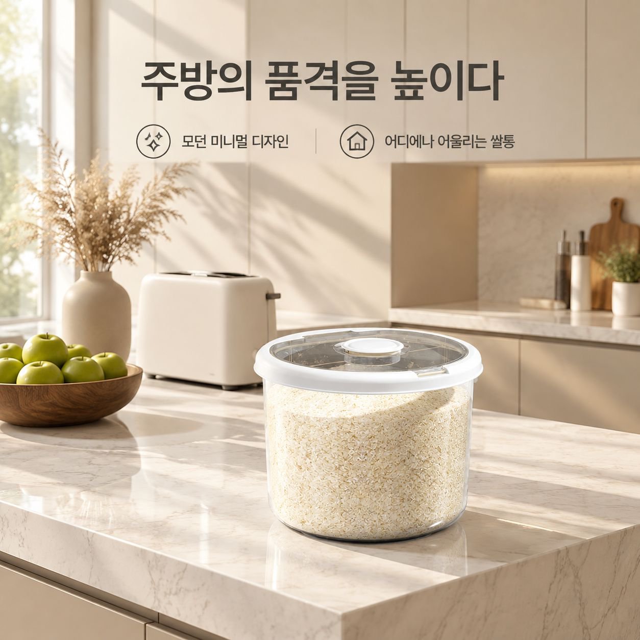 대용량 원형 투명 가정용 쌀통