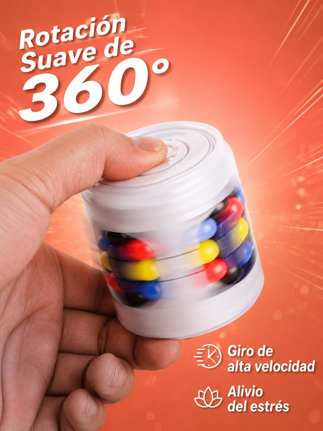 Juguete trompo de bola para dedos en lata