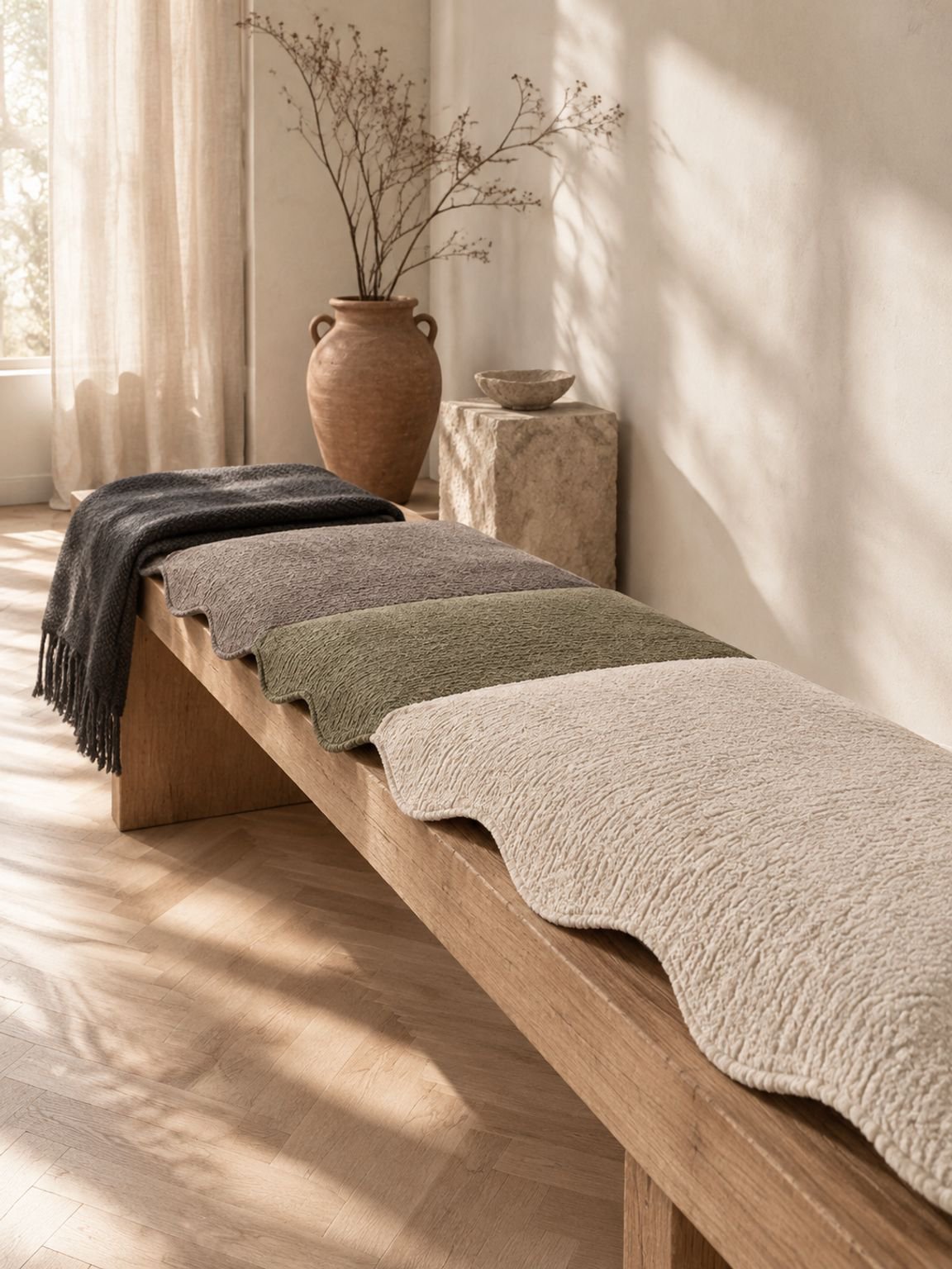 Coussins de forme irrégulière de style wabi-sabi à texture simple, coussins de canapé de style minim