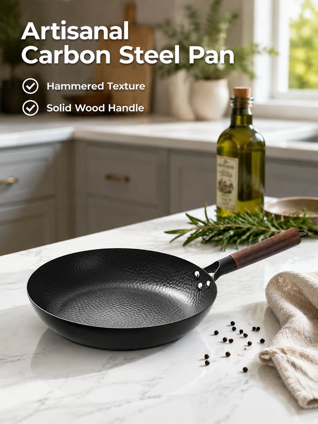 Uncoated Hammered Frying Pan