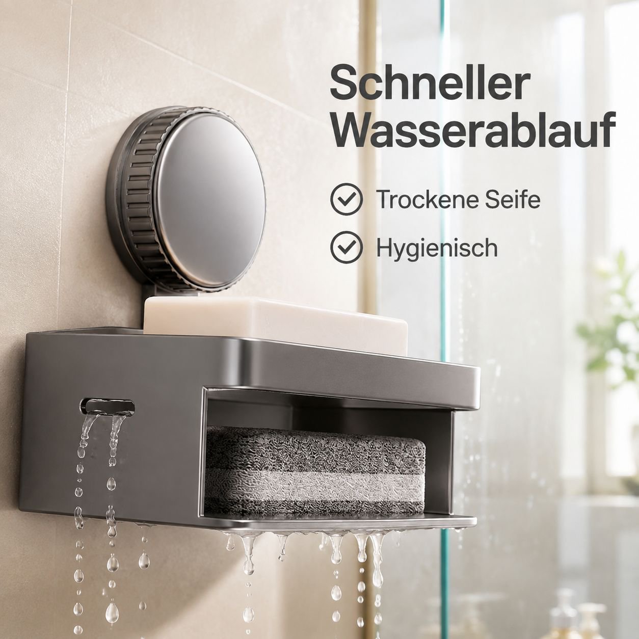 Seifenablage mit Saugnapf für das Badezimmer