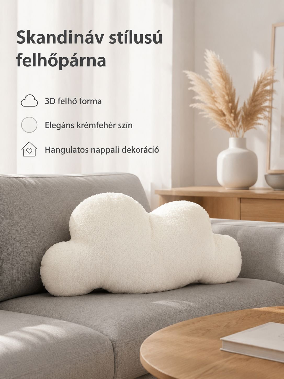 Skandináv stílusú egyszerű felhő díszpárna