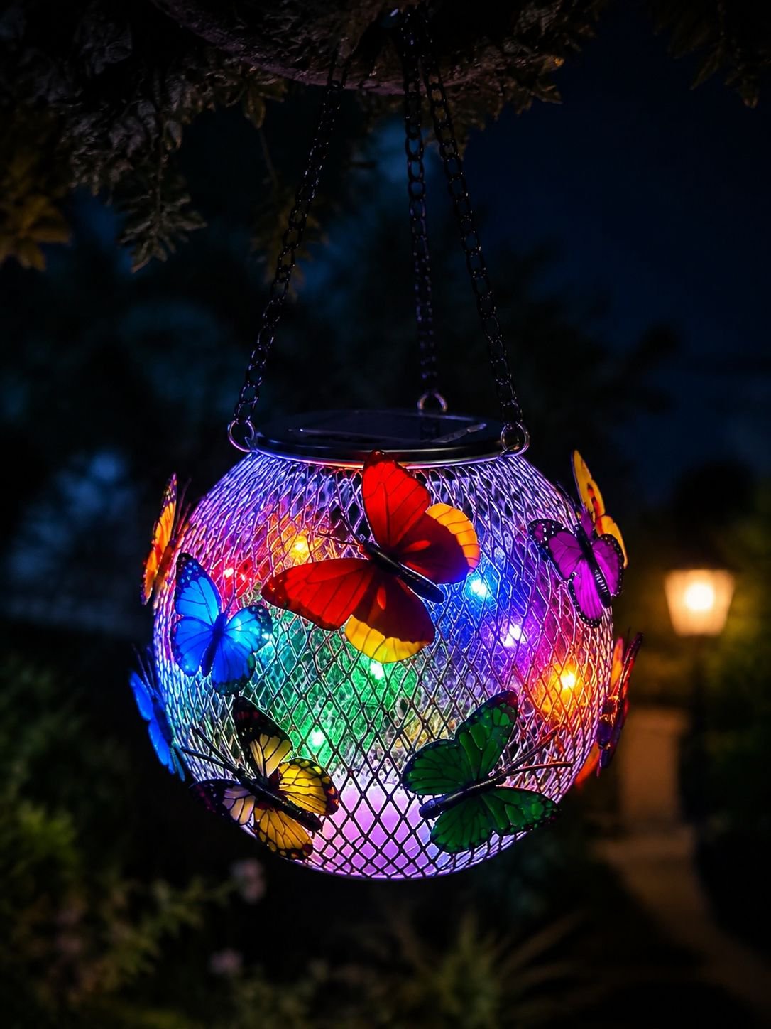 Outdoor butterfly lamp adding charm to villa landscaping